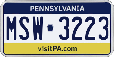 PA license plate MSW3223