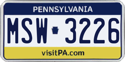 PA license plate MSW3226