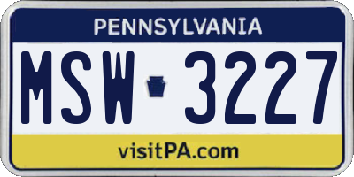 PA license plate MSW3227