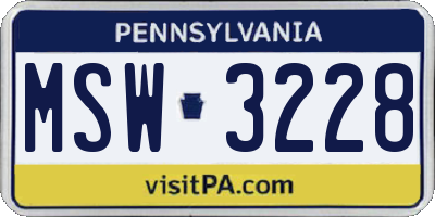 PA license plate MSW3228