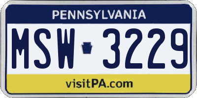 PA license plate MSW3229