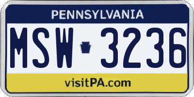 PA license plate MSW3236