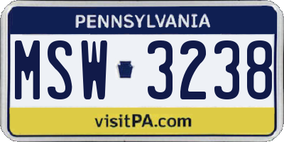 PA license plate MSW3238