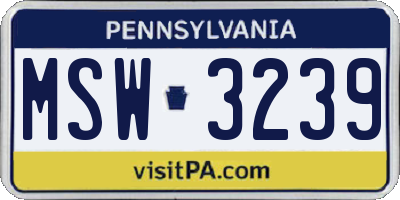 PA license plate MSW3239