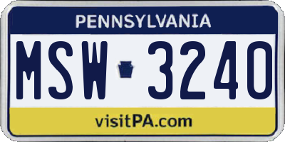PA license plate MSW3240
