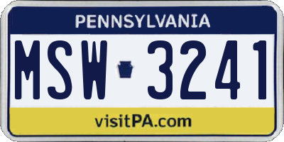 PA license plate MSW3241