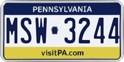 PA license plate MSW3244