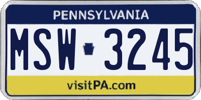 PA license plate MSW3245
