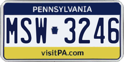 PA license plate MSW3246
