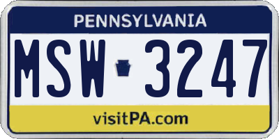 PA license plate MSW3247