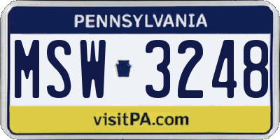 PA license plate MSW3248