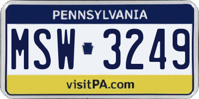 PA license plate MSW3249