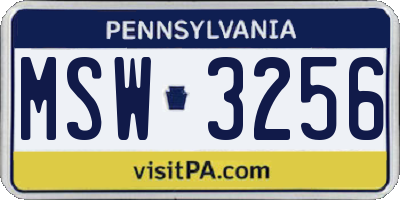 PA license plate MSW3256