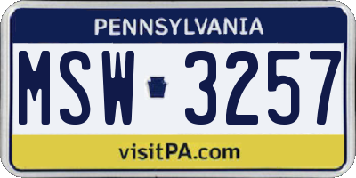 PA license plate MSW3257