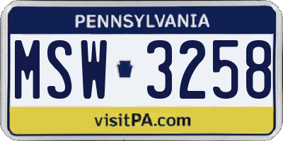 PA license plate MSW3258