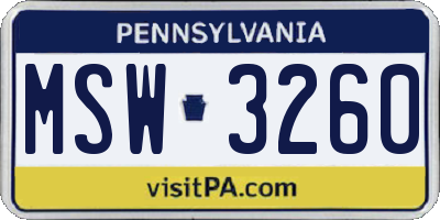 PA license plate MSW3260