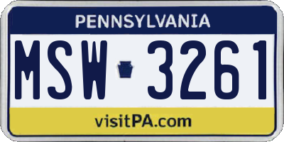 PA license plate MSW3261