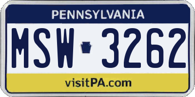 PA license plate MSW3262