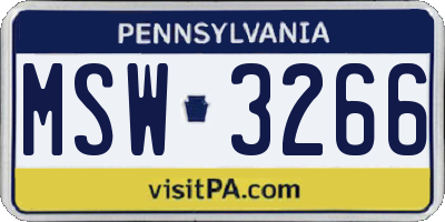 PA license plate MSW3266