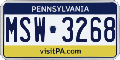 PA license plate MSW3268
