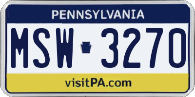 PA license plate MSW3270