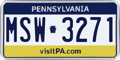 PA license plate MSW3271