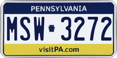 PA license plate MSW3272