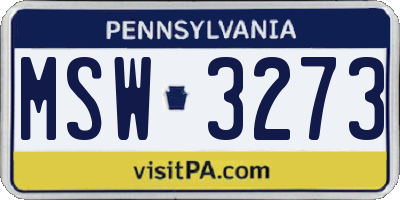 PA license plate MSW3273