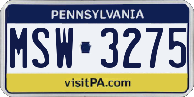 PA license plate MSW3275
