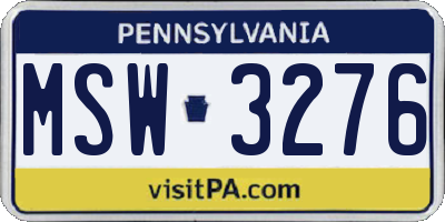 PA license plate MSW3276