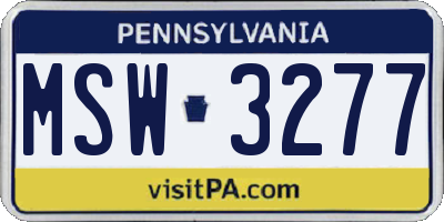 PA license plate MSW3277
