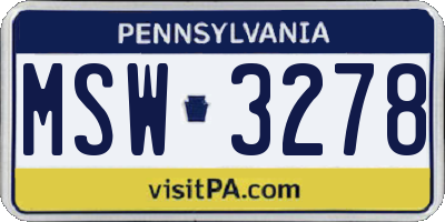 PA license plate MSW3278