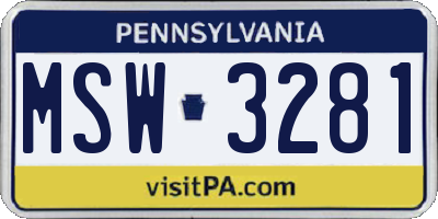 PA license plate MSW3281