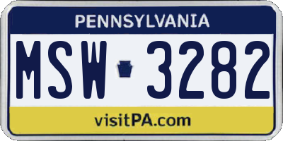 PA license plate MSW3282