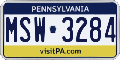 PA license plate MSW3284