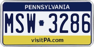 PA license plate MSW3286
