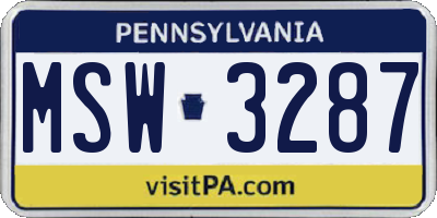 PA license plate MSW3287