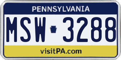 PA license plate MSW3288