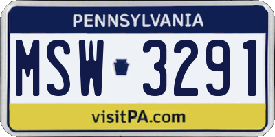 PA license plate MSW3291