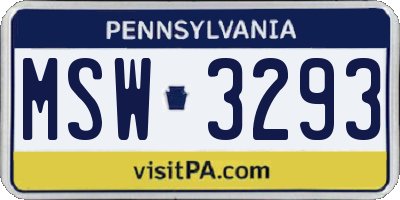 PA license plate MSW3293