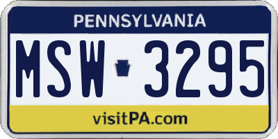 PA license plate MSW3295