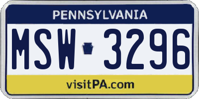 PA license plate MSW3296
