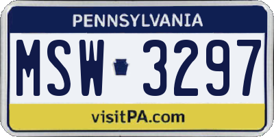 PA license plate MSW3297