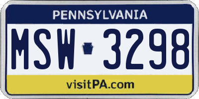 PA license plate MSW3298