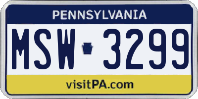 PA license plate MSW3299