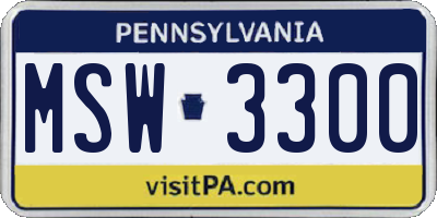 PA license plate MSW3300
