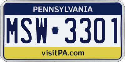 PA license plate MSW3301
