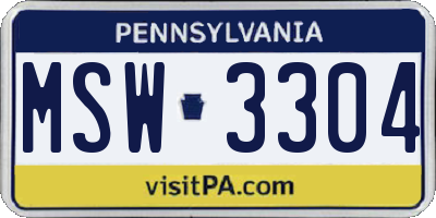 PA license plate MSW3304