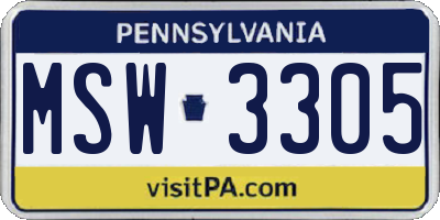 PA license plate MSW3305