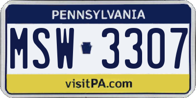 PA license plate MSW3307